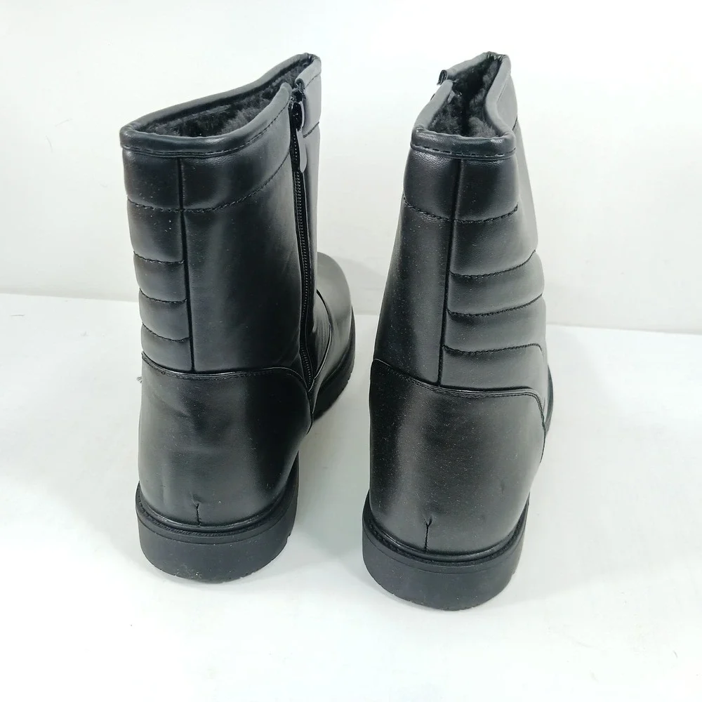 Mens Black Faux Fur Lined Side Zip Winter Boots Style 7703 Size 12